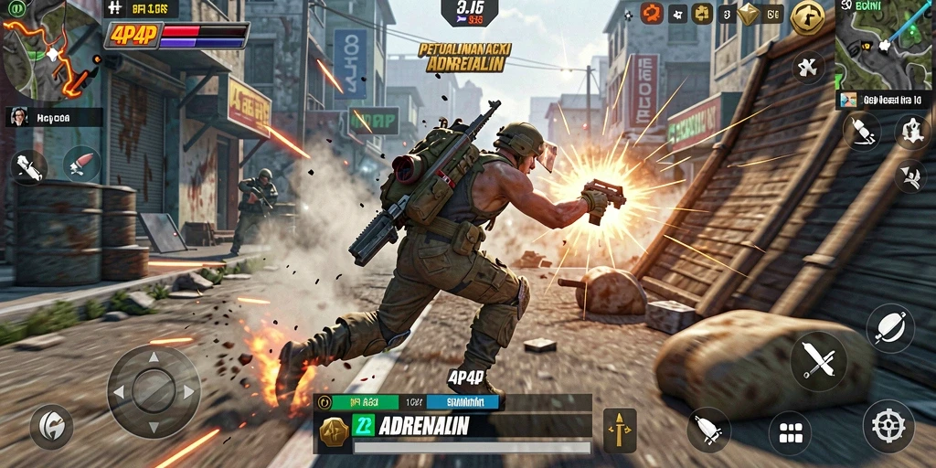 Tampilan gameplay seru dalam 4P4P dengan aksi yang mendebarkan.