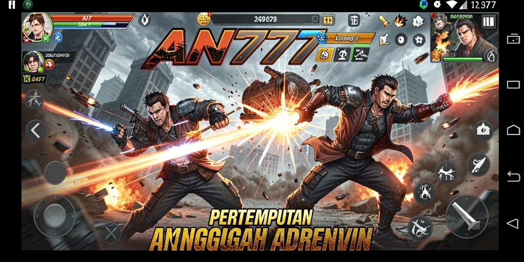 Screenshot AN777 menampilkan aksi seru dalam pertempuran.