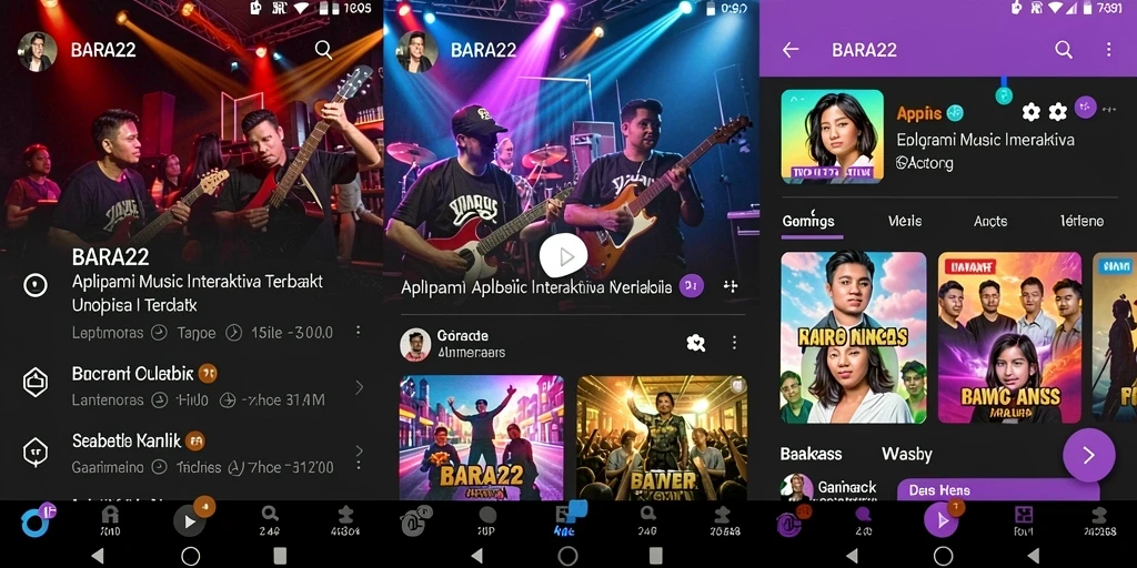 Screenshot gameplay BARA22 menampilkan antarmuka aplikasi musik yang interaktif.