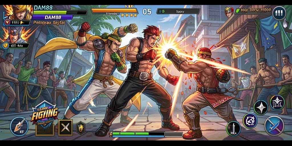 Tampilan gameplay seru dan intens dalam game Fighting DAM88.