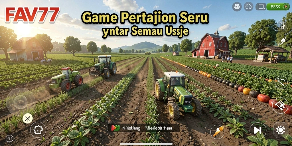 Screenshot FAV77 menunjukkan keseruan bertani dan merawat hewan.