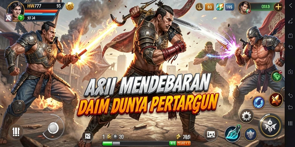 Tampilan dinamis dari aksi seru dalam HW777 saat bertarung.