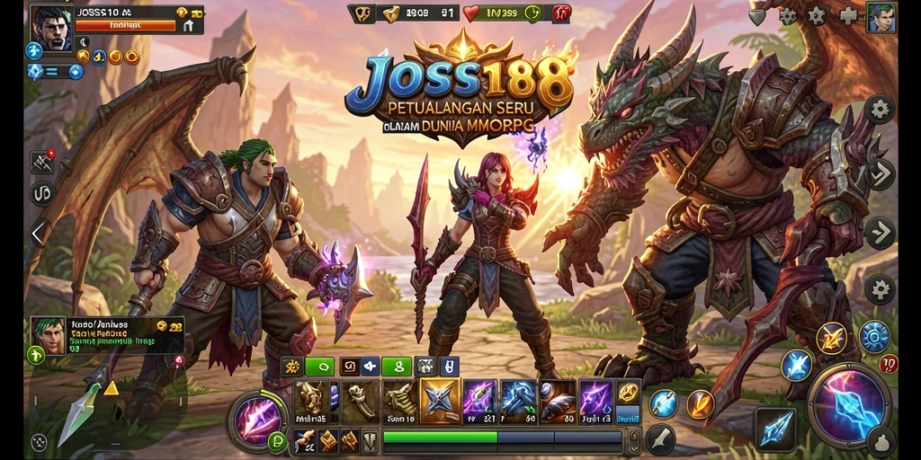 Screenshot utama JOSS188 menampilkan aksi pertempuran dalam dunia MMORPG yang kaya.
