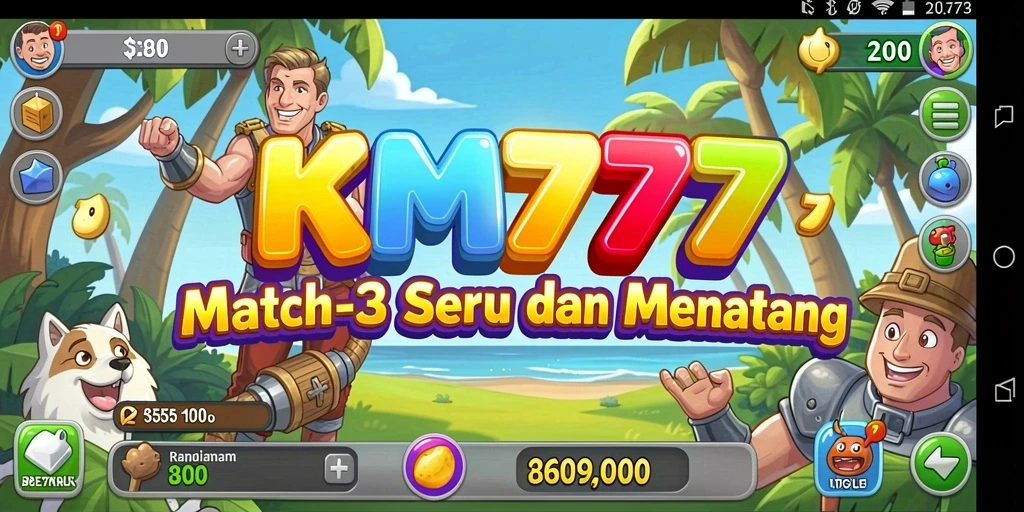 Tampilan gameplay KM777 yang penuh warna dan menantang.