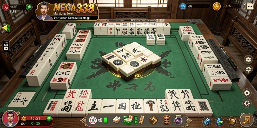 Tampilan menarik dari gameplay MEGA338 yang penuh strategi Mahjong.