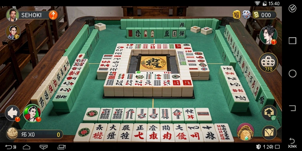 Tampilan permainan SEHOKI dengan ubin Mahjong yang indah dan antarmuka yang ramah pengguna.