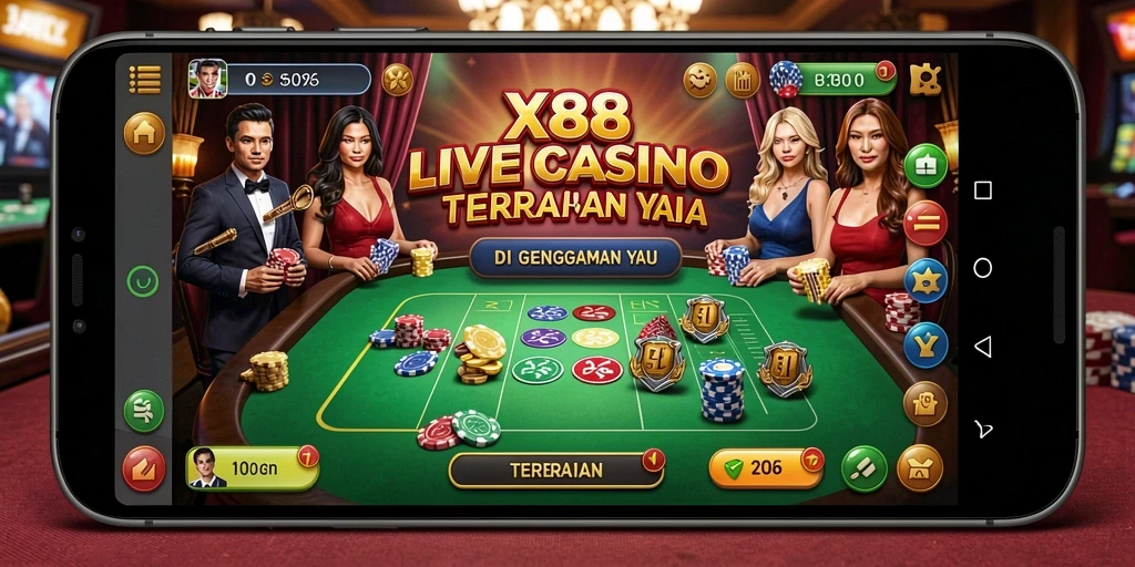 Tampilan screenshot gameplay X88 yang mendebarkan di Live Casino.